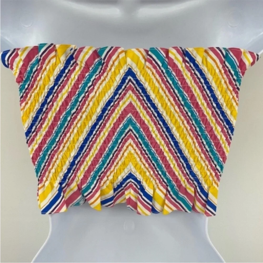 S/W/F Smocked Multicolor Strapless Cropped Tube Top Size Small New with Tag